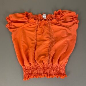 Jamie Nicole Collection Blouse Top Plus Size 2X Orange Smocked‎ Off Shoulder